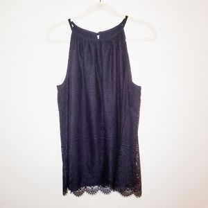 LOFT Plus Navy Lace Tank